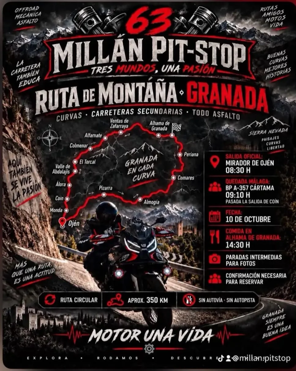 Cartel de 🏍️🔥 RUTA DE MONTAÑA · GRANADA | MILLÁN PIT-STOP 🔥🏍️
